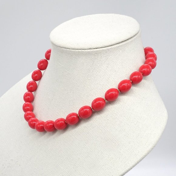 Necklace with Red Acrylic Beads. - Picture 2 of 4